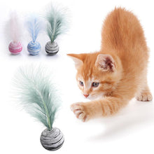 Load image into Gallery viewer, Starry sky ball plus feather cat toy
