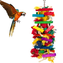 Load image into Gallery viewer, Supplies Large Color Bird Toy Cotton Rope Wooden Block Biting Toy
